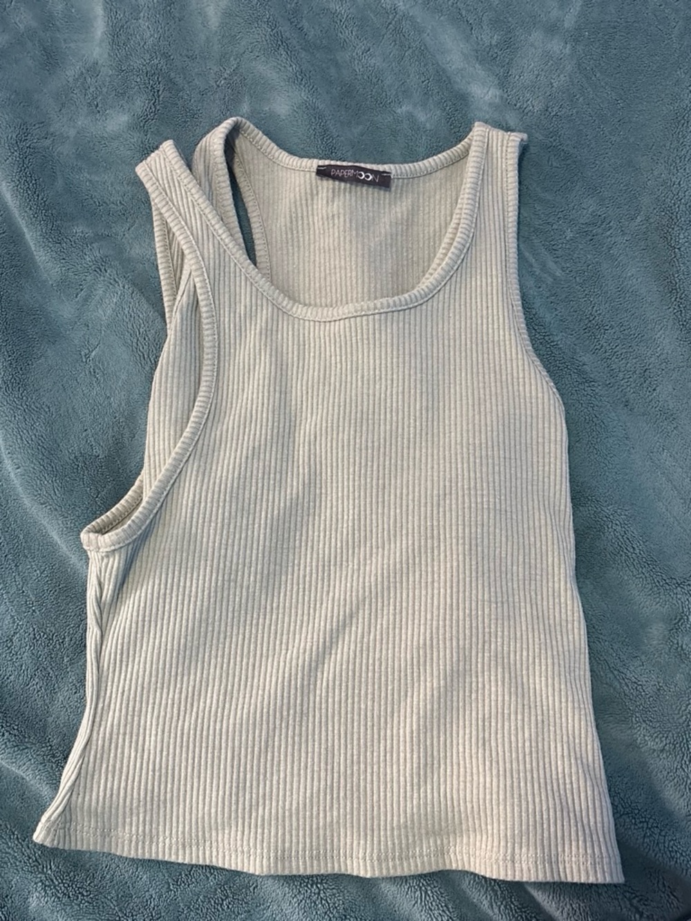 Papermoon Ribbed Tank Top in Sage Green